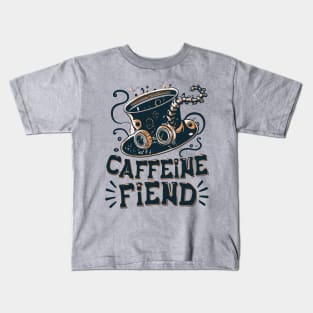 Caffeine Fiend Coffee Lover - Coffee Popart Foodie Funny Kids T-Shirt